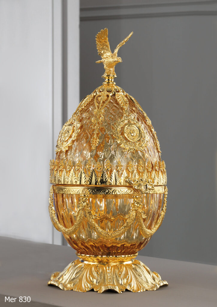 Porta caviale in Cristallo soffiato e Bronzo dorato - Mer 830 - L'Originale